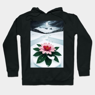 Closeup of a Pink Flower Blooming in Winter Hoodie